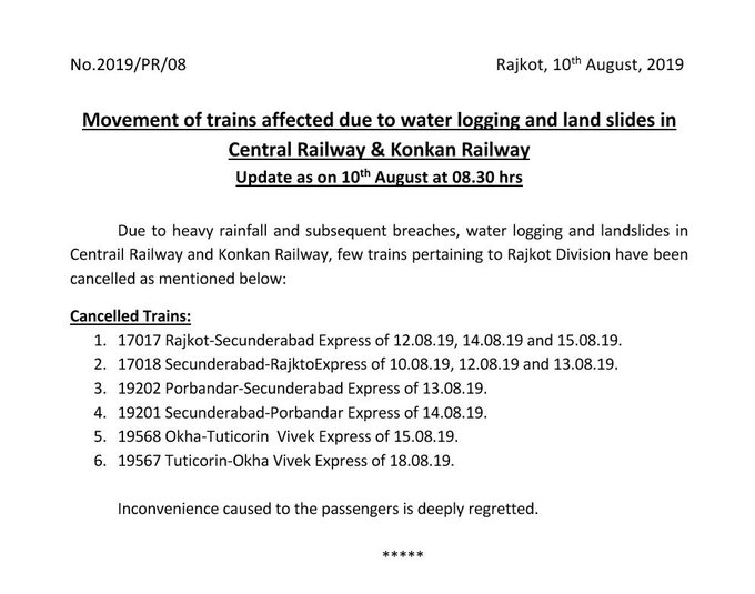 rajkot trains cancelled