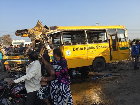 dps school bus accident traffic jam